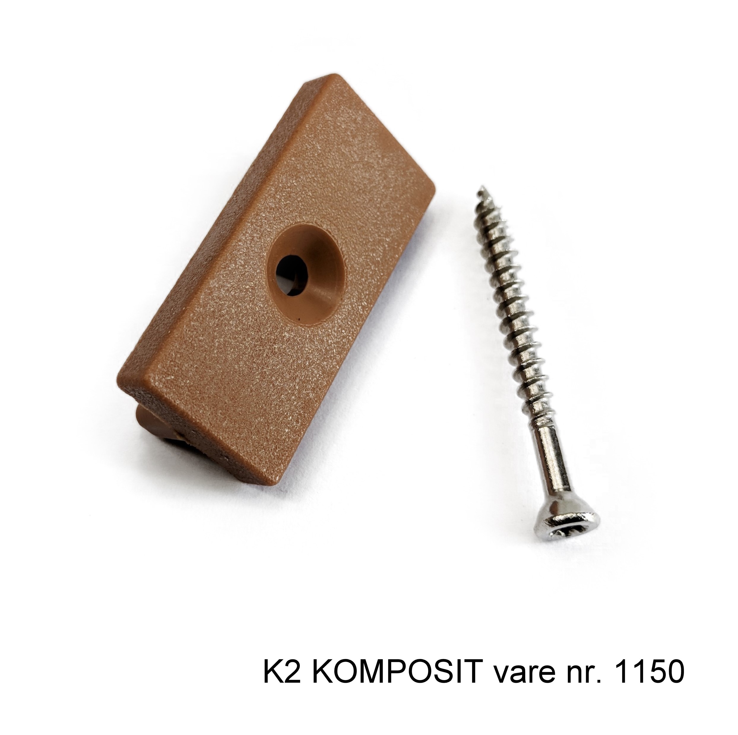montageclips-teak-til-hule-terrassebraedder-inkl-rustfri-skrue-1150-sæt - K2 Komposit K2 Komposit clips til hule terrassebrædder teak