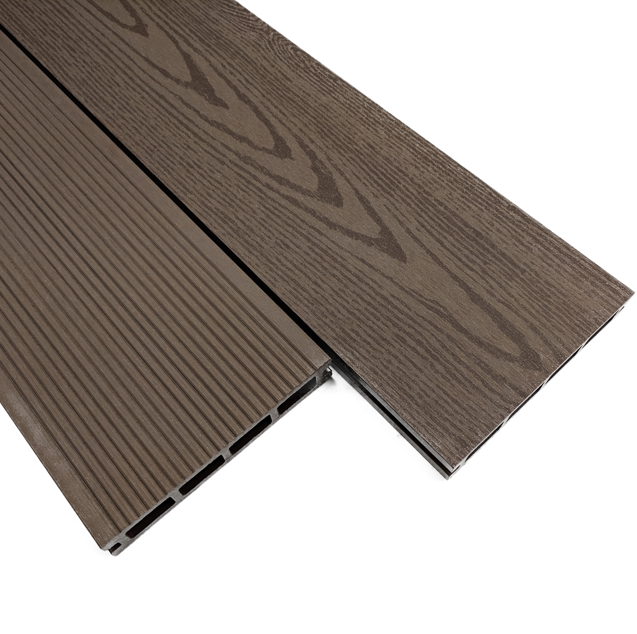 terrassebraedder-hule-komposit-25x150x2220mm-moerk-mahogni-rillet-traestruktur-fb-1310-utxt - K2 Komposit K2 Komposit hule terrassebrædder 25x150x2220 mm mørk mahogni