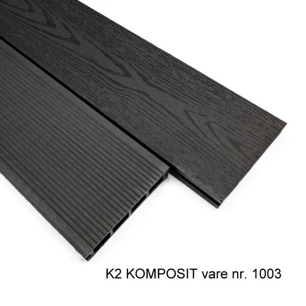 K2 Komposit hule terrassebrædder 25x135x2220 mm gråsort