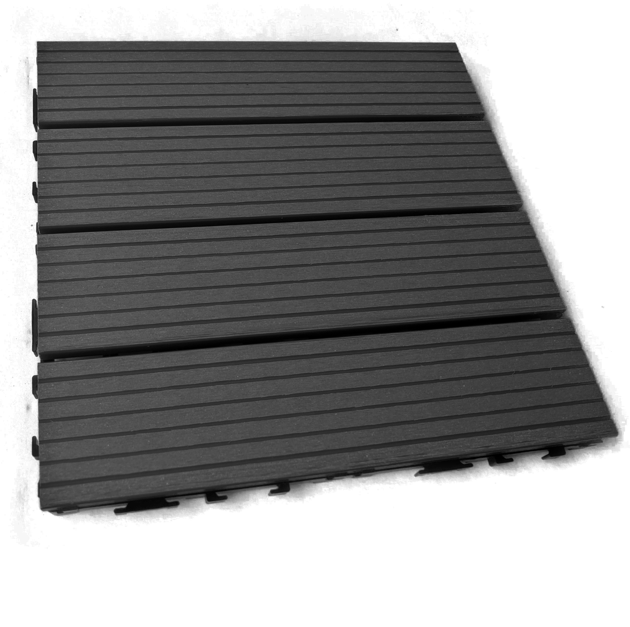 terrasseflise-komposit-300x300x22mm-graasort-4001-utxt - K2 Komposit K2 Komposit terrassefliser gråsort